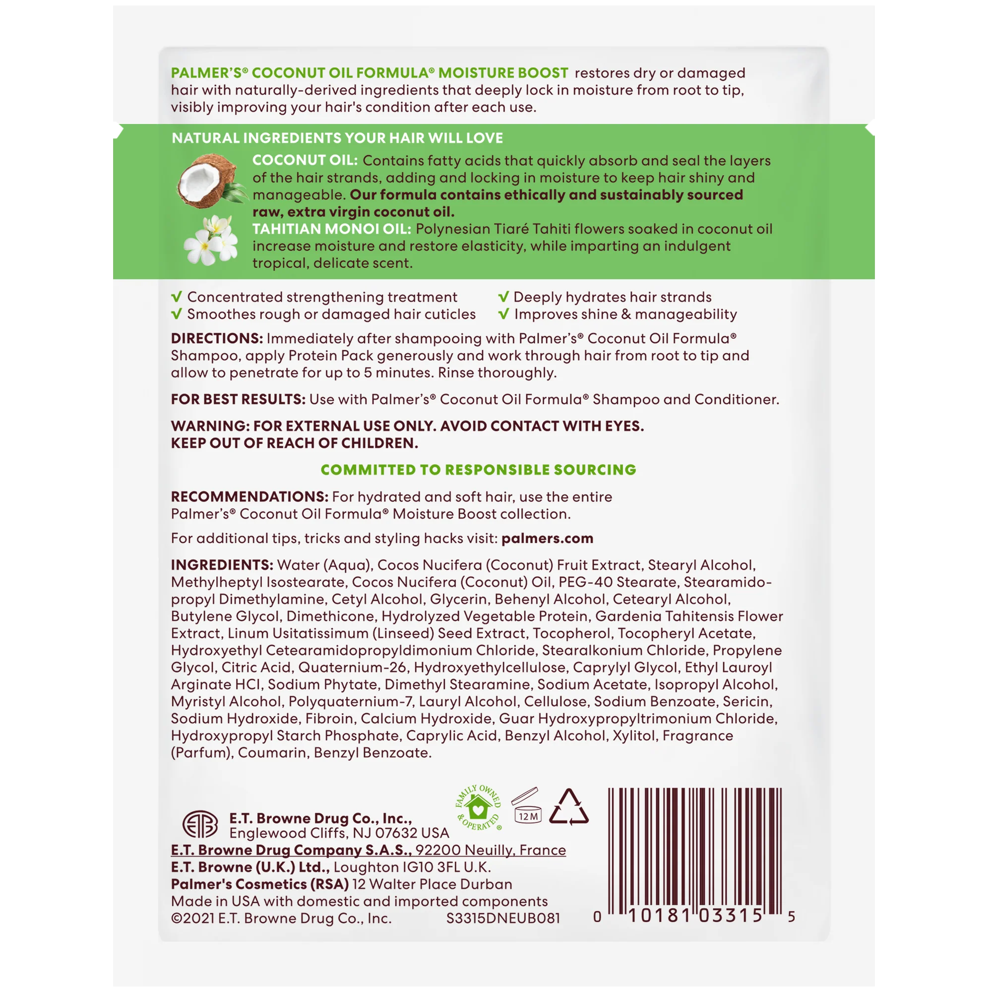 Palmer's Coconut Oil Moisture Boost Protein Treatment Pack 60g - Image 3